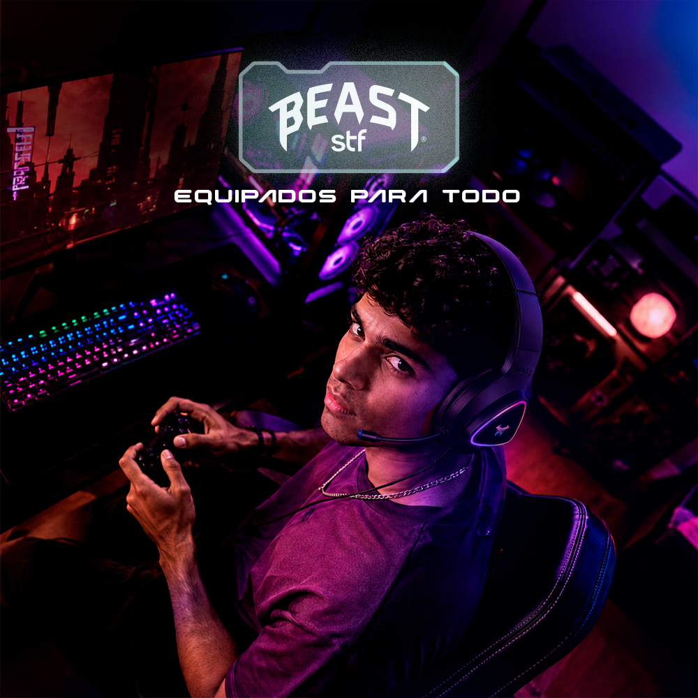 Audifonos Alambricos On Ear Muspell Prime Gaming Beast STF Bocina 50mm Micrófono Luz Led Lila