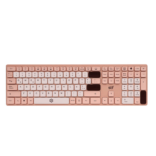 Teclado Inalámbrico VIVA: 2.4GHz, Bluetooth 5.0, 110 Teclas, Multimedia, Windows/Mac Nude