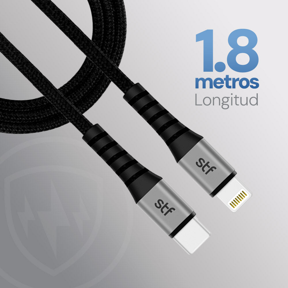 Cable Tipo C a Lightning STF 1.8m Carga Ultra Rápida 30W MFi Certificado