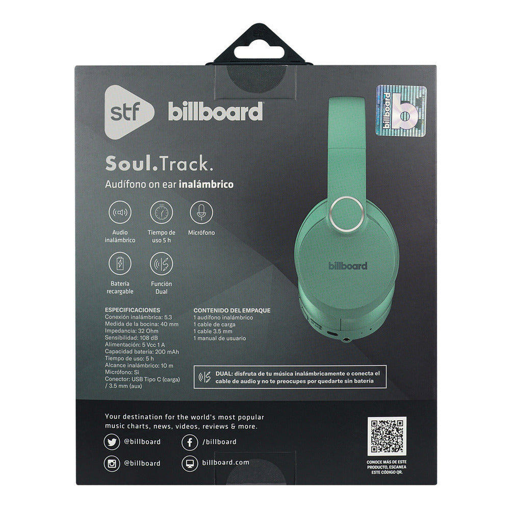 Audifonos Inalambricos On Ear Soul Track STF - Billboard 5hrs Uso Verde