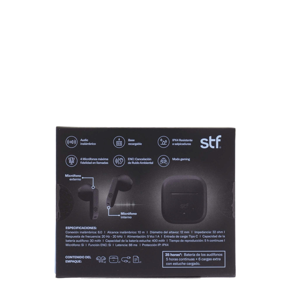 Audifonos Inalambricos Tws HYRO STF 36hrs Uso ENC Negro