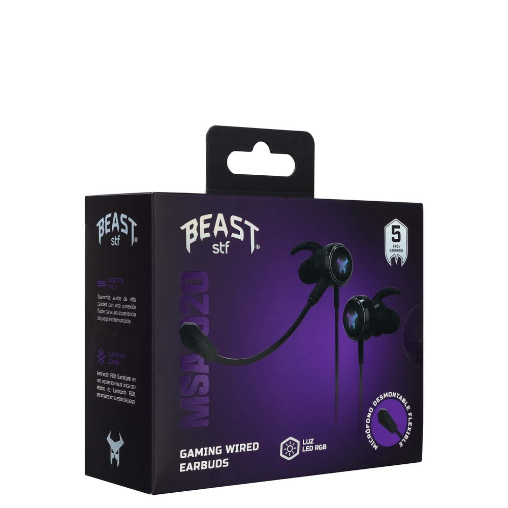 Audifonos Alambricos In Ear MSA-020 Gaming Beast STF USB-C Microfono Cable 120cm Luz Led