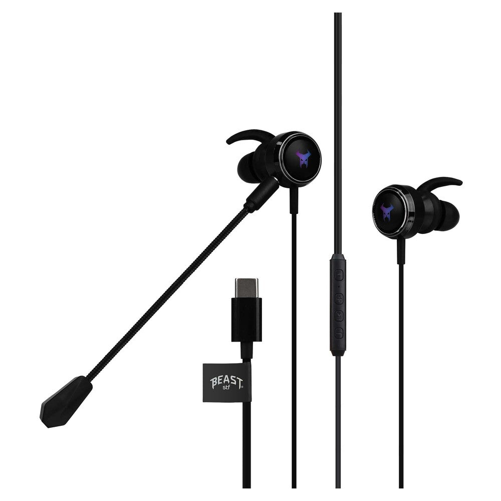 Audifonos Alambricos In Ear MSA-020 Gaming Beast STF USB-C Microfono Cable 120cm Luz Led