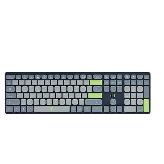 Teclado Inalámbrico VIVA: 2.4GHz, Bluetooth 5.0, 110 Teclas, Multimedia, Windows/Mac Gris