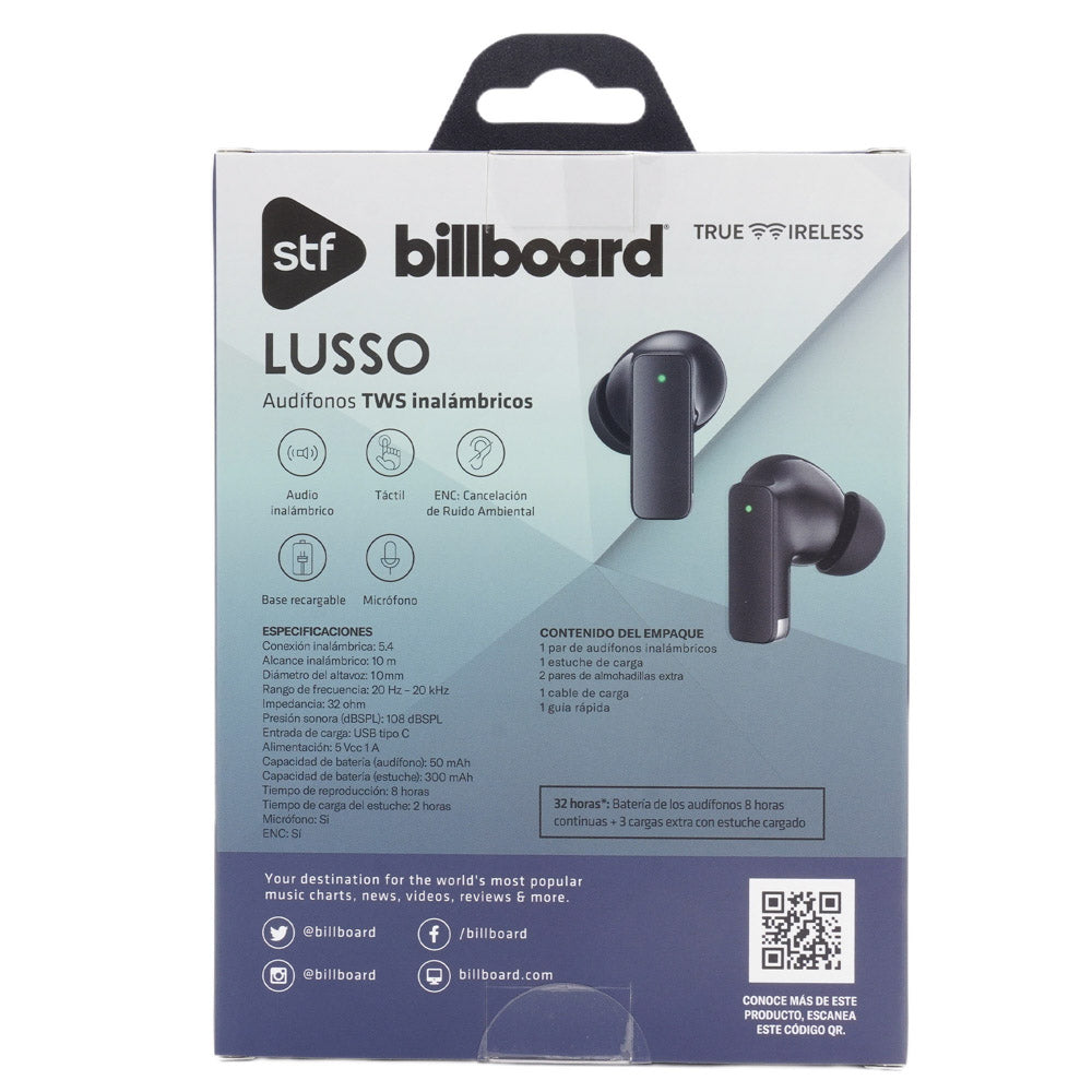 Audifonos Inalambricos Tws Lusso STF - Billboard 32hrs Uso ENC Negro