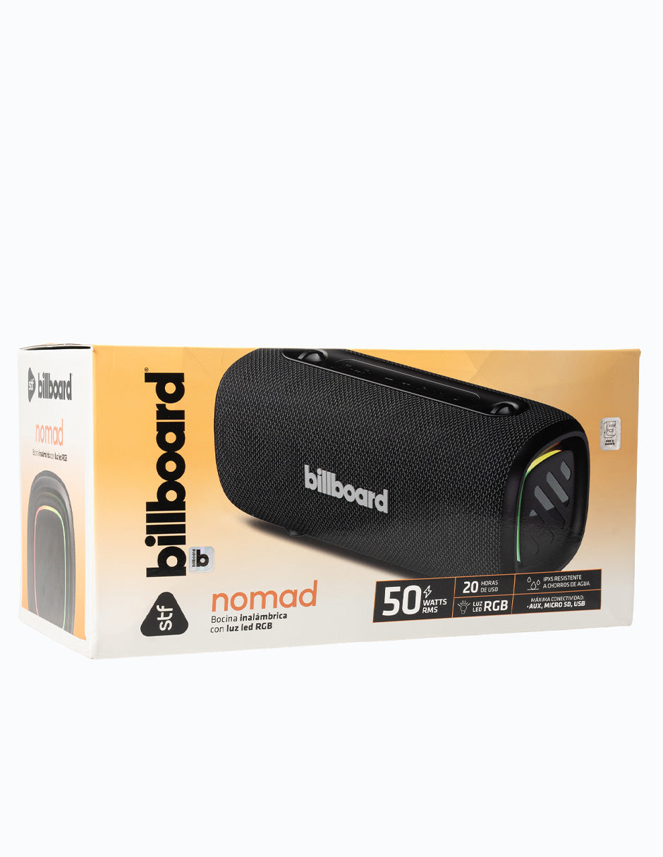 Bocina Portátil Billboard Nomad STF 50W 6hrs Uso Función Tws IPX5 Negro