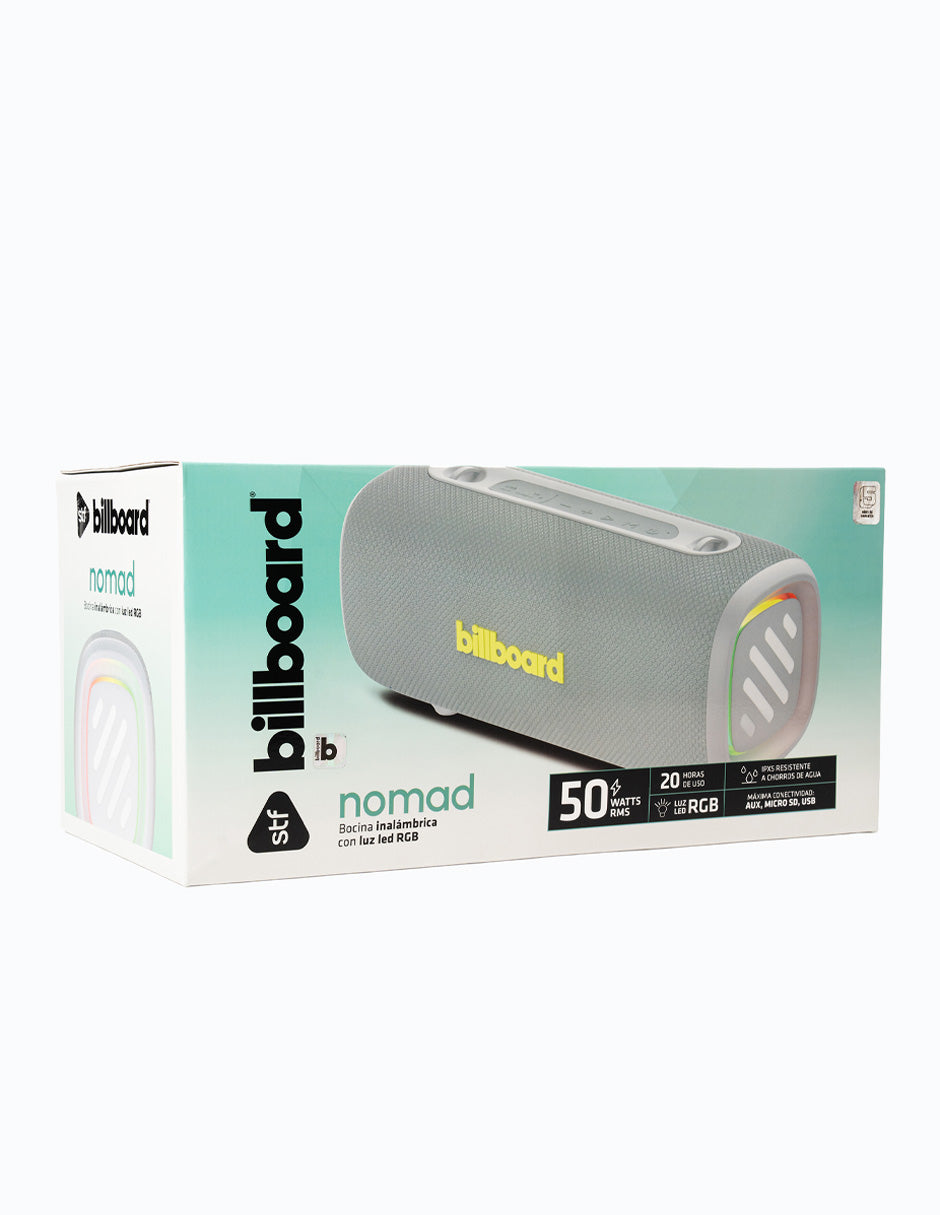 Bocina Portátil Billboard Nomad STF 50W 6hrs Uso Función Tws IPX5 Gris