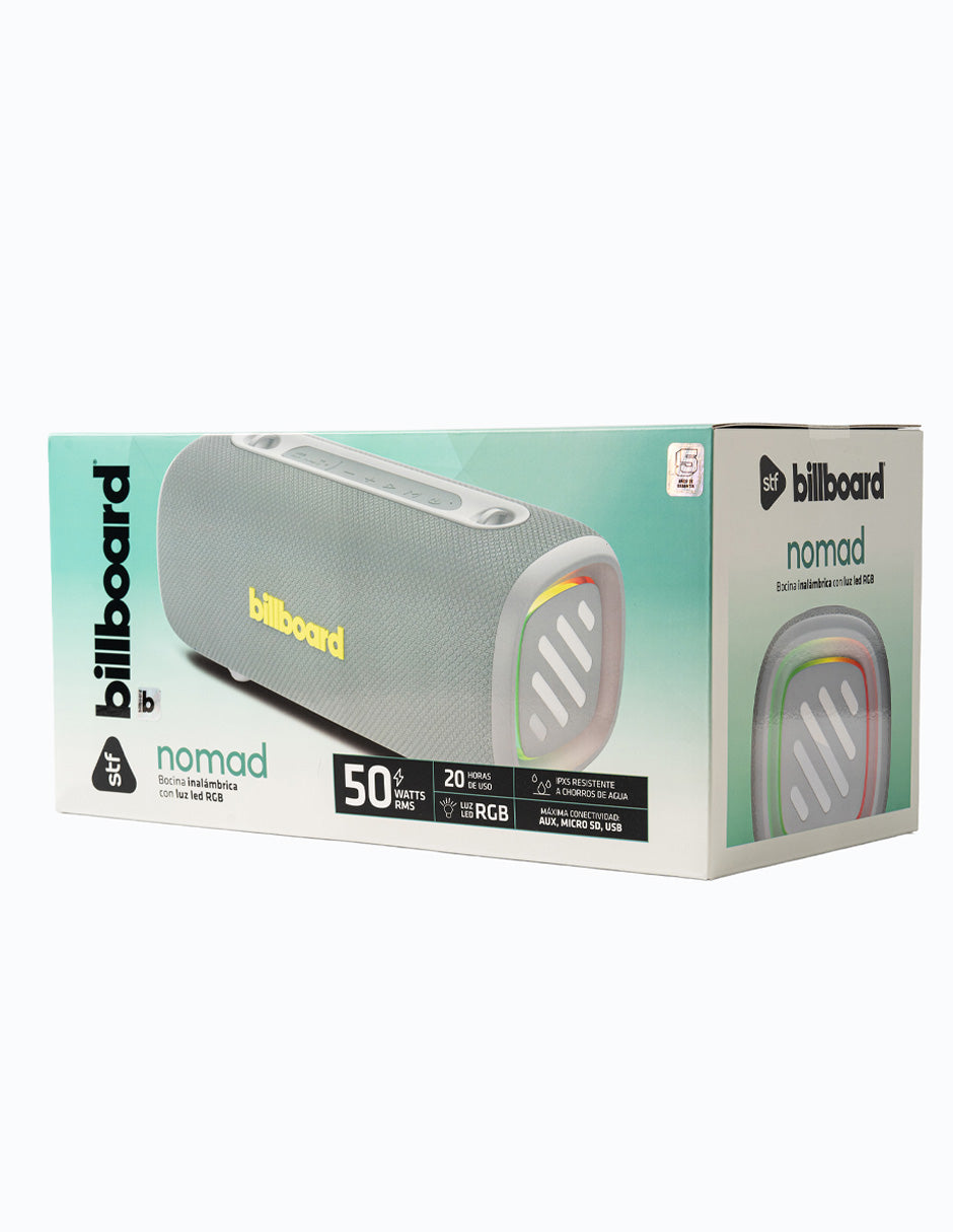 Bocina Portátil Billboard Nomad STF 50W 6hrs Uso Función Tws IPX5 Gris