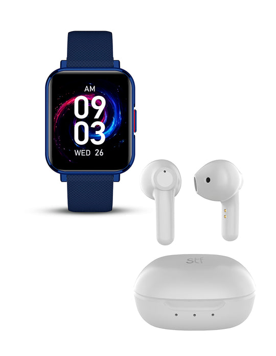 Kit STF Smartwatch Reloj Kronos Optimum Azul + Audífonos True Wireless Kun
