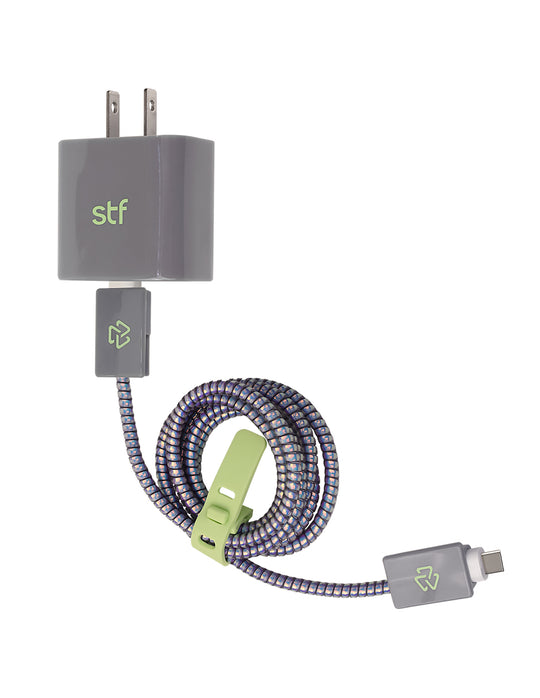 3 Pack Carga Ultra Rápida VIVA: Cargador 20W + Cable 60 W Tipo C-Tipo C + Kit protector Gris