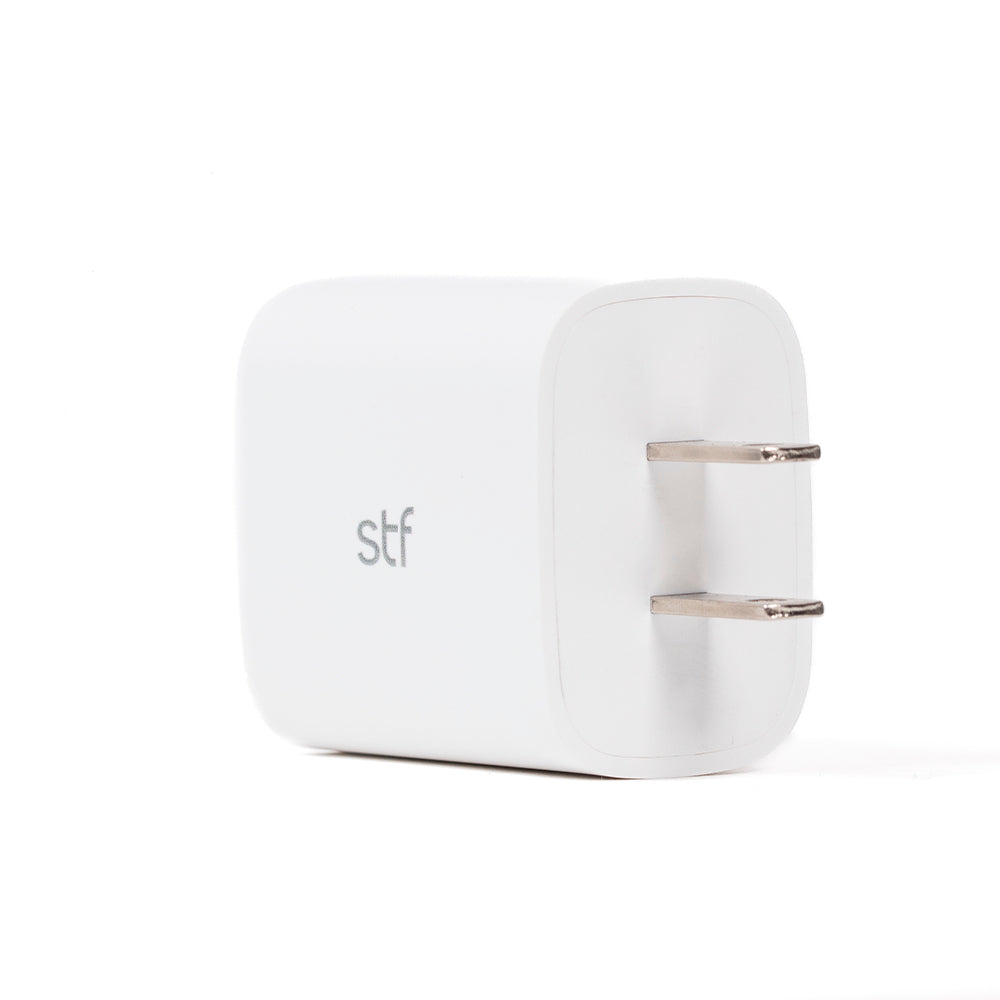Cargador Pared STF 20W Doble Salida Carga Ultra Rápida 3A Tipo C + USB blanco