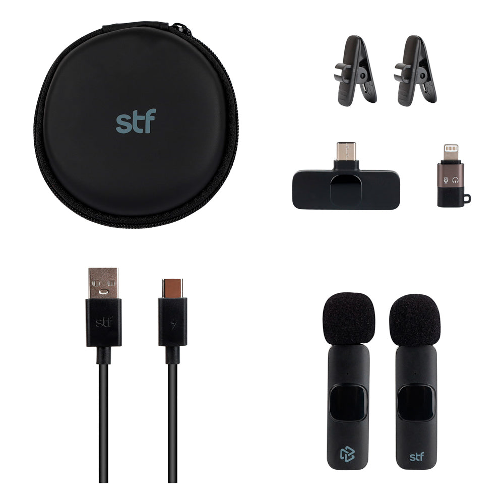 Kit STF 2 Micrófonos inalámbricos para celular Tipo C - Lightning con estuche