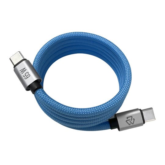 Cable Magnético Tipo C a Tipo C: Carga Rápida, 65W,  Transferencia de datos, Azul