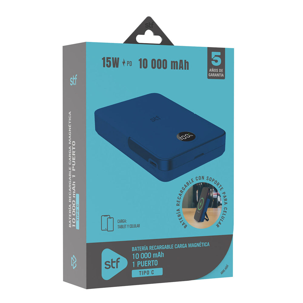 Batería Portátil Power Bank STF 10000 mAh 20W Carga Magnética Azul