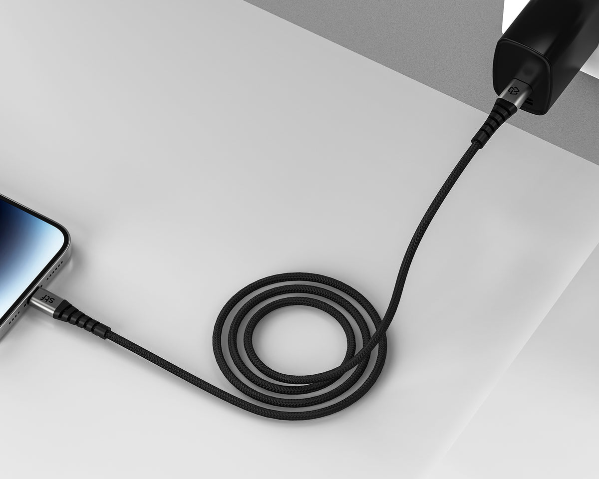 Cable Tipo C a Tipo C STF 30W Carga Rápida PD 1.8m Textil/Aluminio