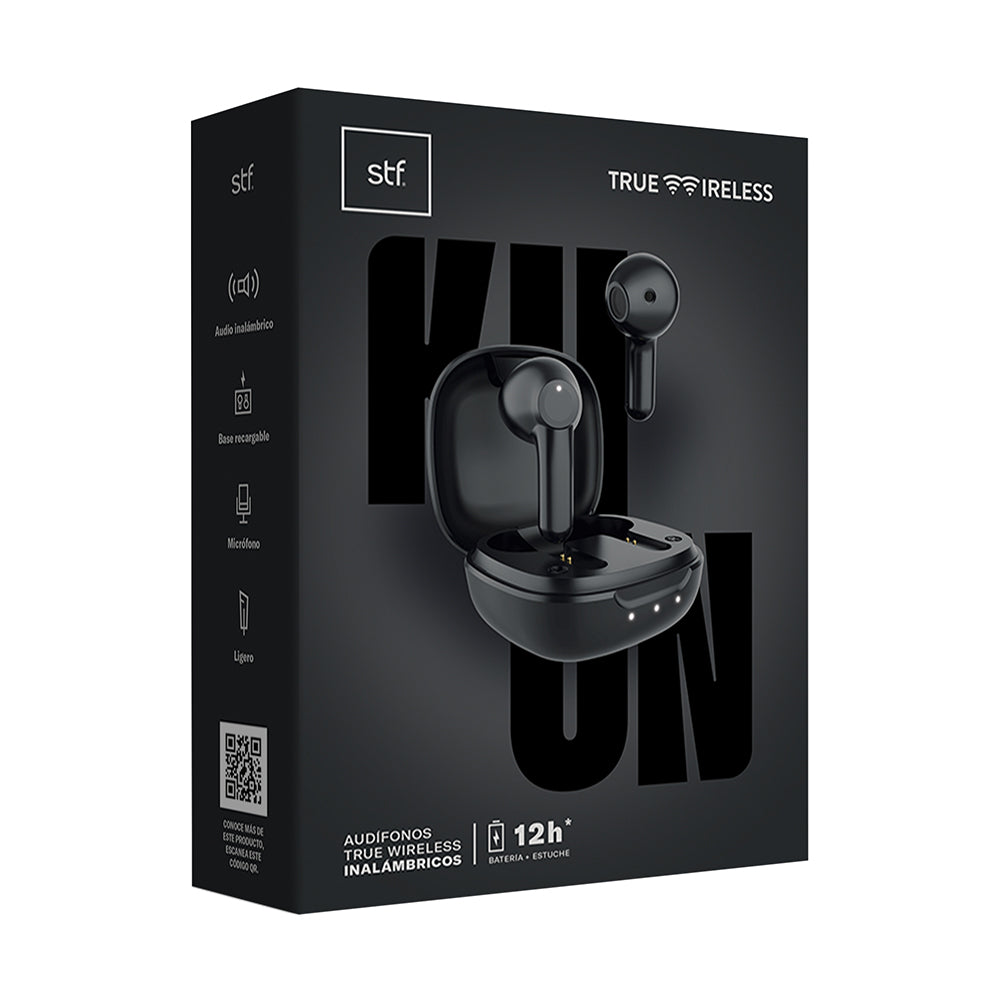Audifonos Inalambricos Tws Kun STF 12hrs Uso Negro