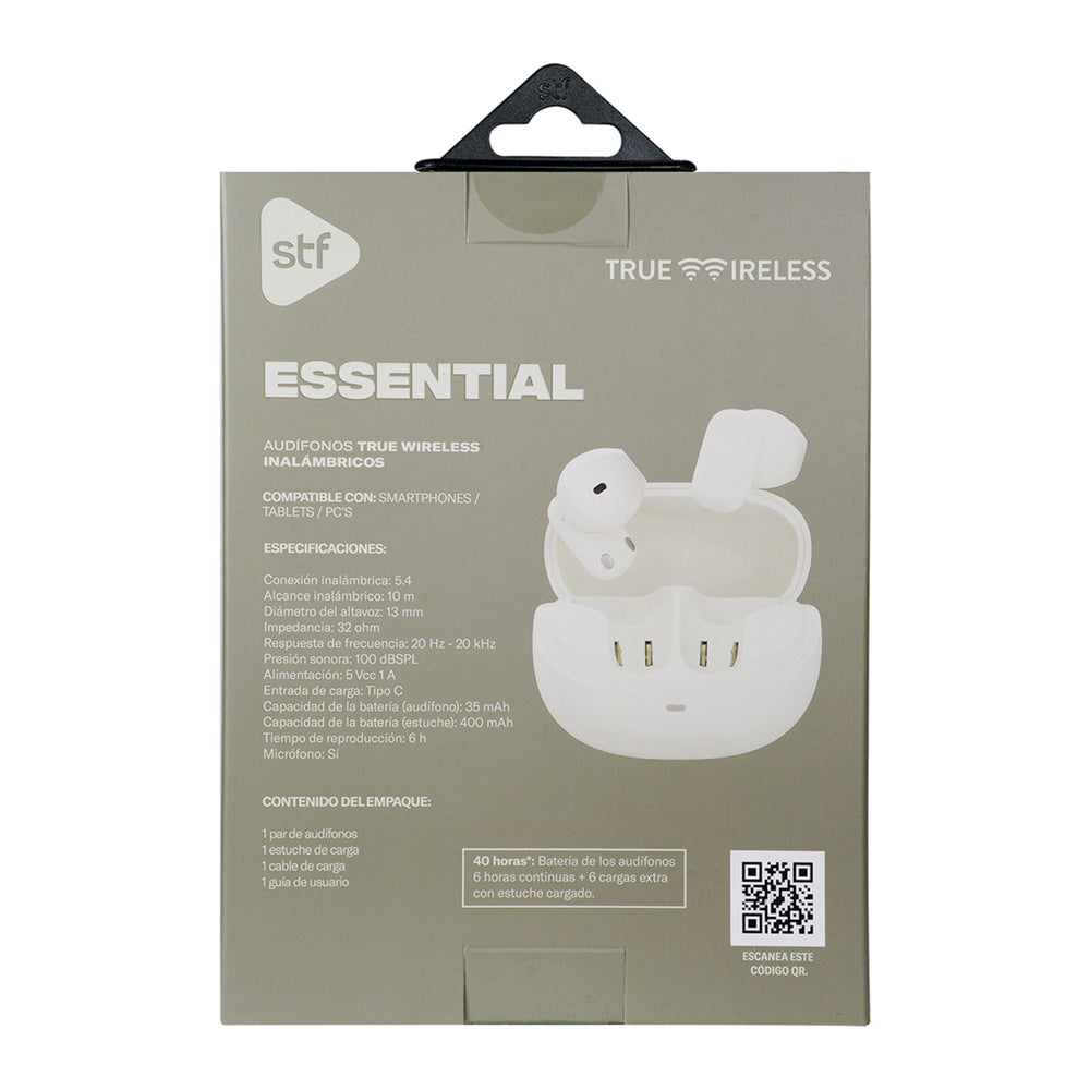 Audifonos Inalambricos Tws Essential STF 40hrs Uso Protección IPX4 Blanco