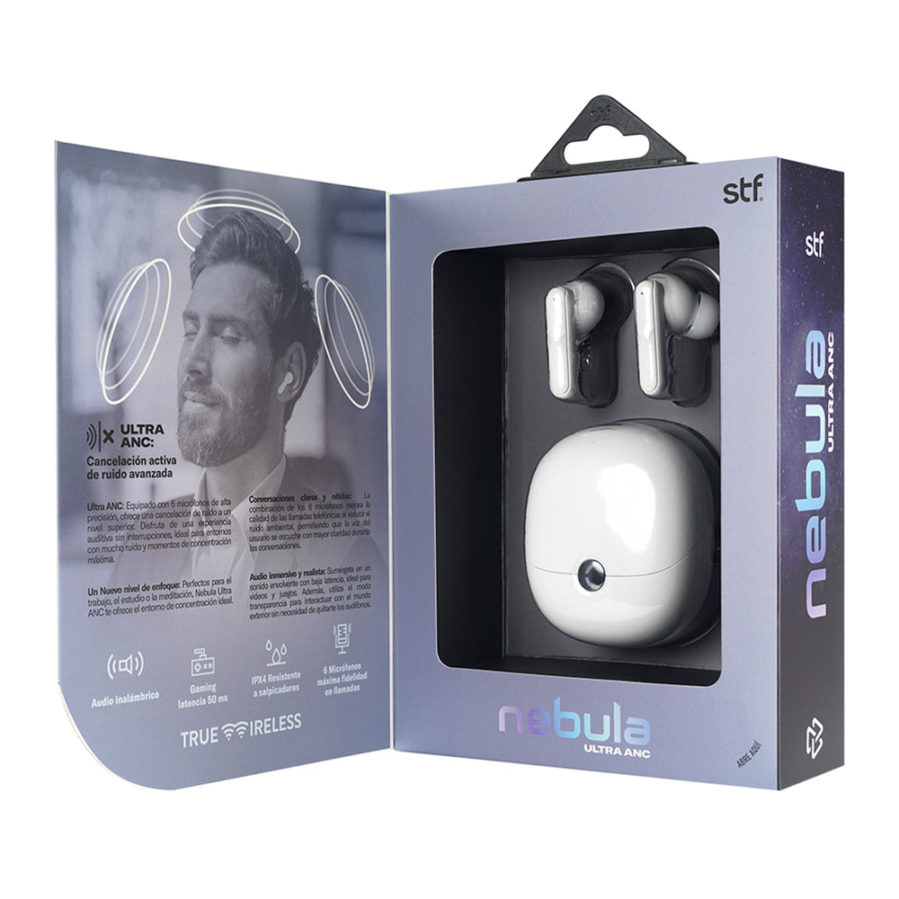 Audifonos Inalambricos Tws Nebula Ultra STF 36hrs Uso Ultra ANC 6 Micrófonos Protección IPX4