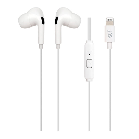 Audífonos alámbricos In ear: Tipo lightning, Manos libres con micrófono, Blanco
