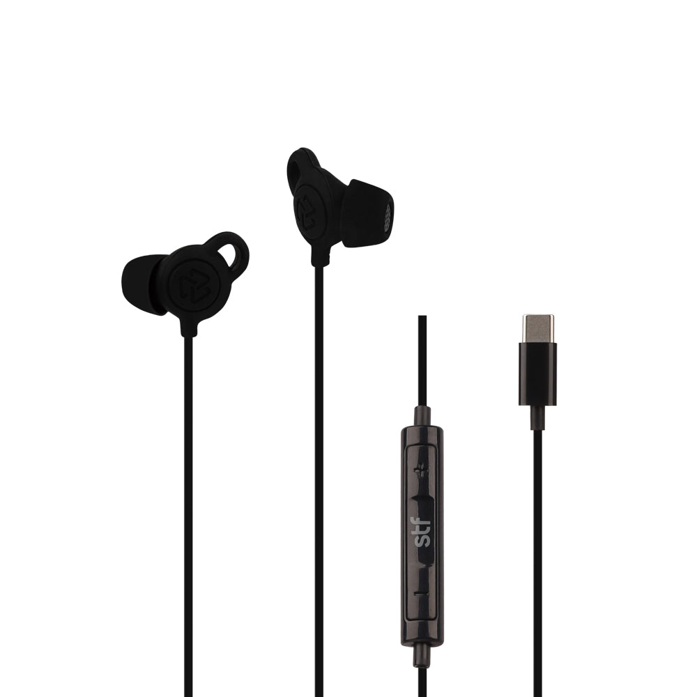 Audifonos alámbricos In Ear Gravity STF Tipo C, Micrófono, Negro