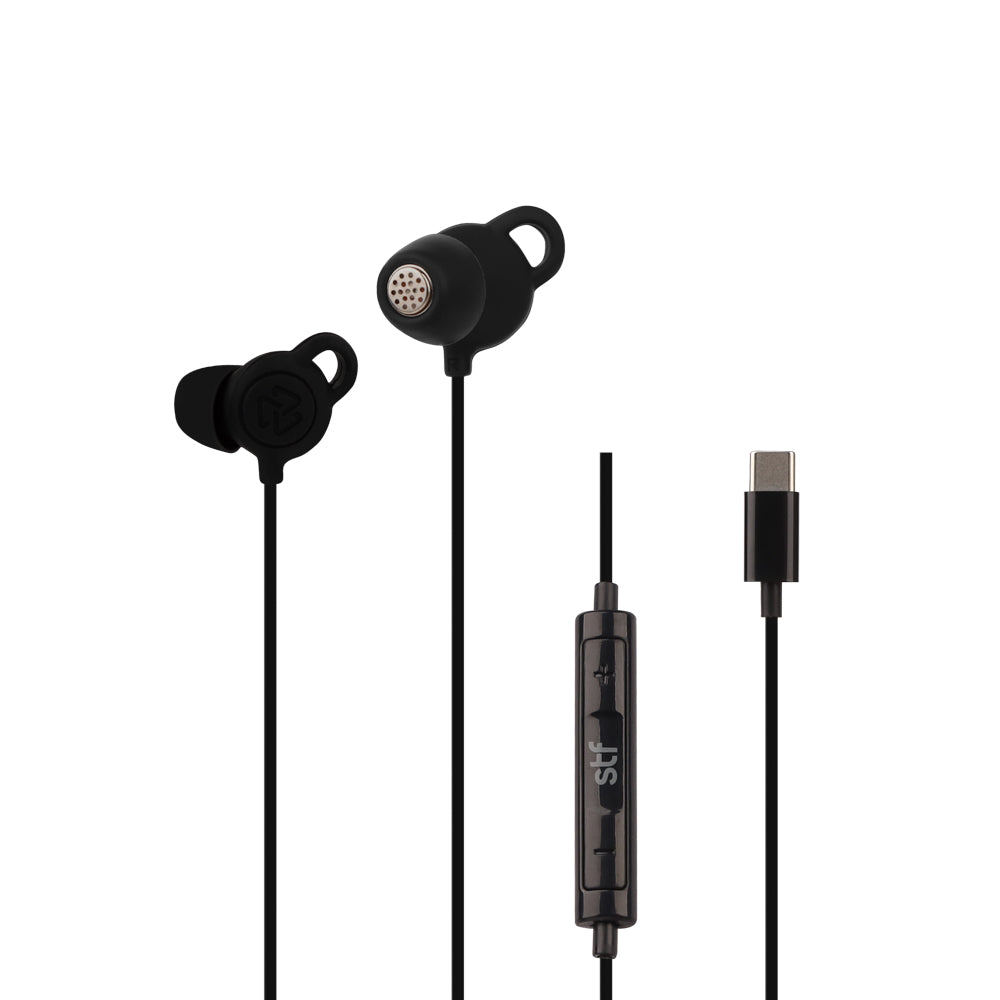 Audifonos alámbricos In Ear Gravity STF Tipo C, Micrófono, Negro