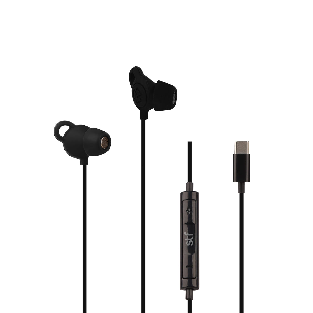 Audifonos alámbricos In Ear Gravity STF Tipo C, Micrófono, Negro