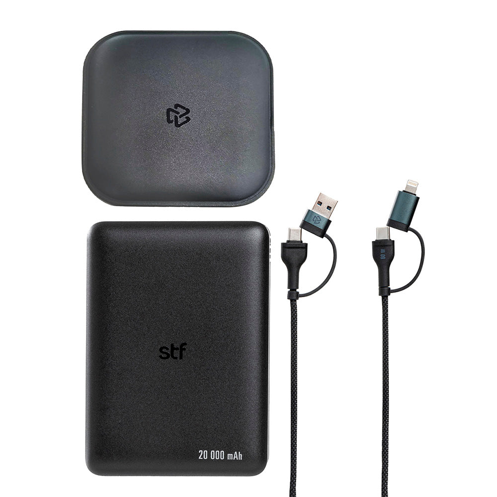 Kit Travel STF 3 en 1 Cargador de Pared Internacional 65W + Batería Recargable 20,000 mAh + Cable 4 en 1 de 1.8m