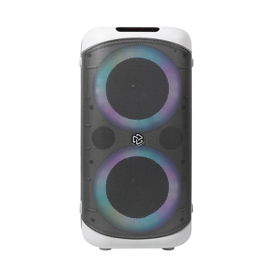 Bocina Inalámbrica Portátil Allure: 5"x2 pulgadas, Luz LED RGB, Blanca