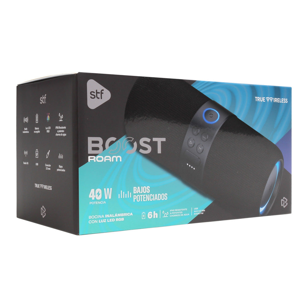 Bocina Portátil Boost Roam STF 40W 6hrs Uso Función Tws Protección IPX3