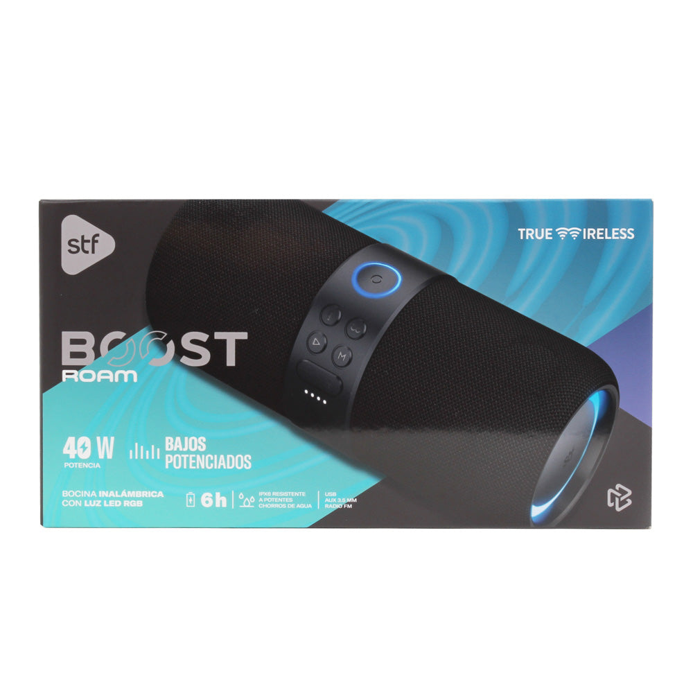 Bocina Portátil Boost Roam STF 40W 6hrs Uso Función Tws Protección IPX3