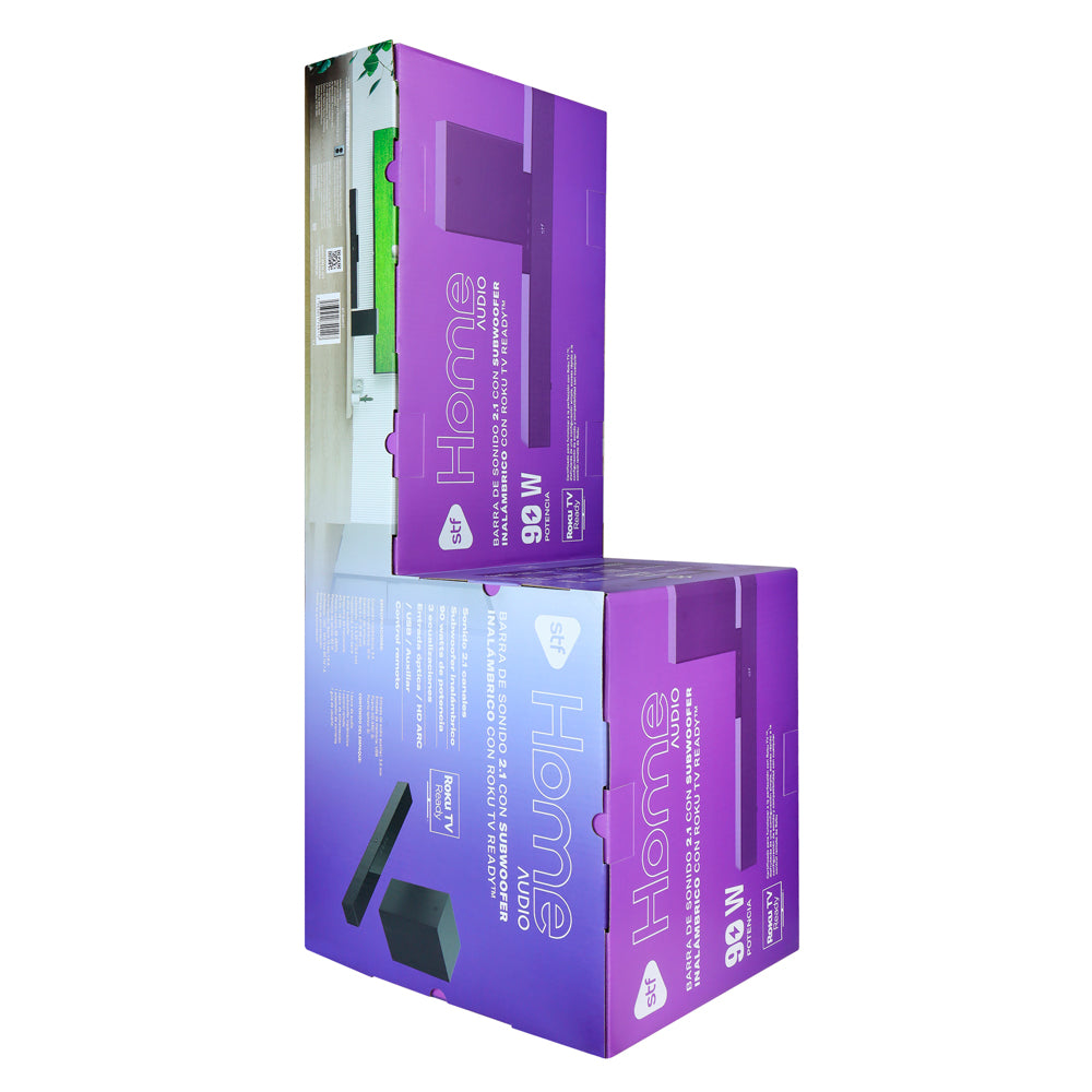Barra de Sonido Home Audio Roku 2.1 STF Subwoofer Inalámbrico 90W HDMI OPTICO 3.5mm AUX