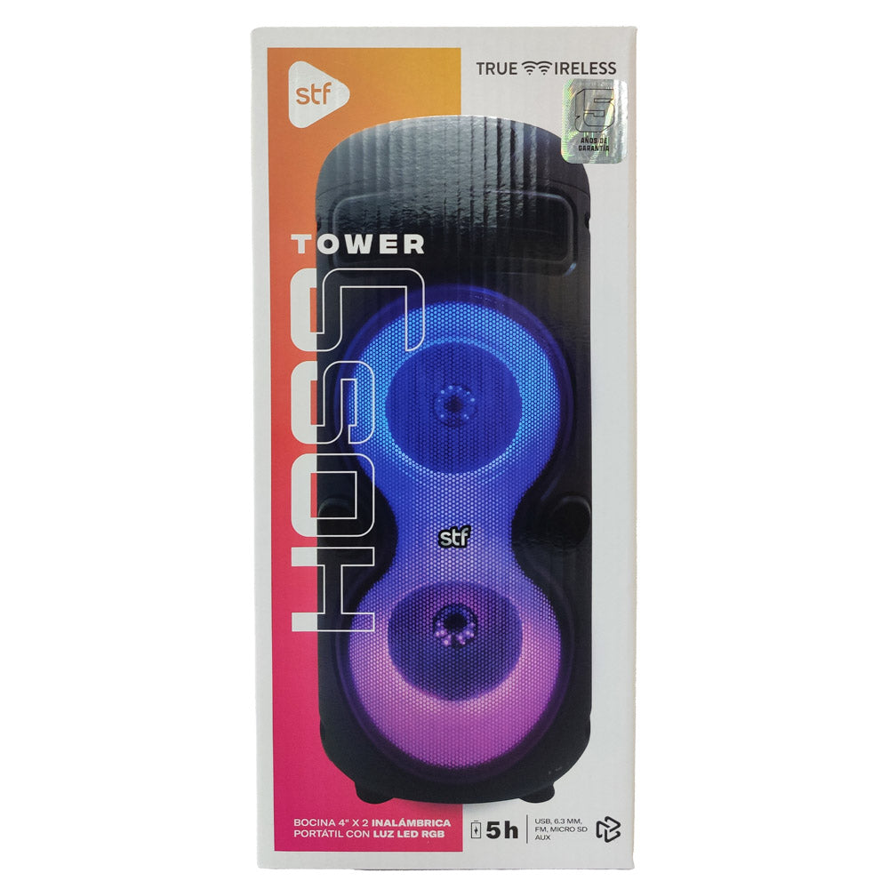 Bocina Portátil Hoss Tower STF 10W 5hrs Uso Función Tws