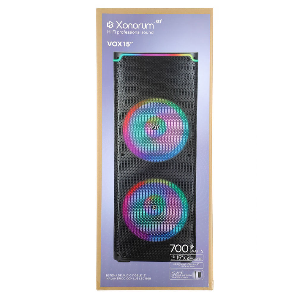 Bafle Inalámbrico Doble Xonorum Vox 15 STF Potencia 700W, Audiencia 70 personas