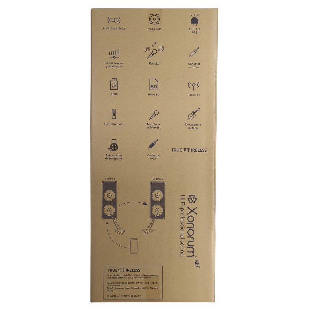 Bafle Inalámbrico Doble Xonorum Vox 15 STF Potencia 700W, Audiencia 70 personas