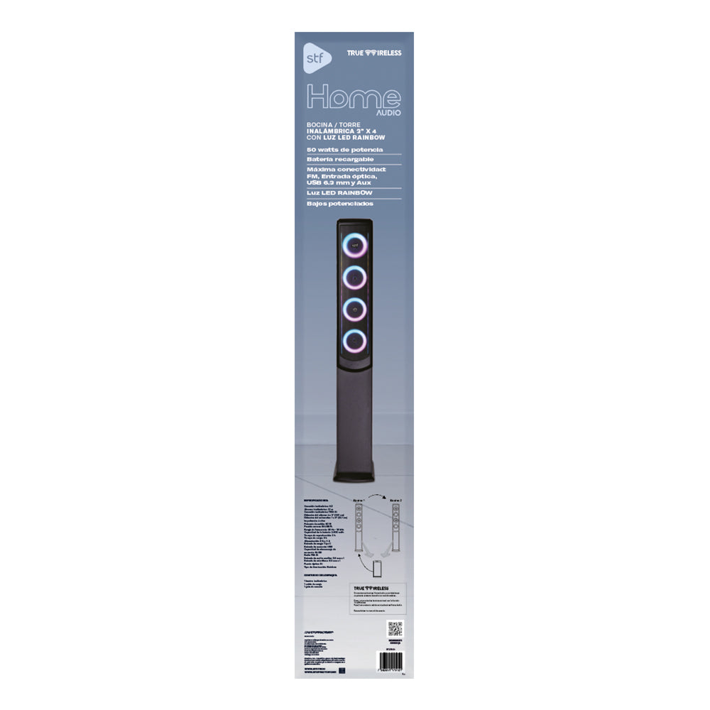 Barra de Sonido Torre Home Audio STF Subwoofer 50W USB SD 3.5 mm 6.3 mm FM True Wireless