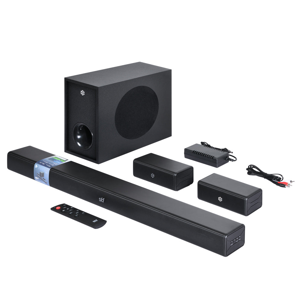 Barra de Sonido Home Audio 5.1 STF Subwoofer Alámbrico 90W HDMI OPTICO 3.5mm AUX USB