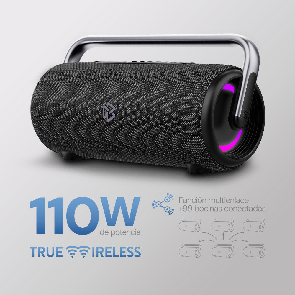 Bocina Portátil Boost Power Max STF 110W 6hrs Uso Función Tws con Power Bank