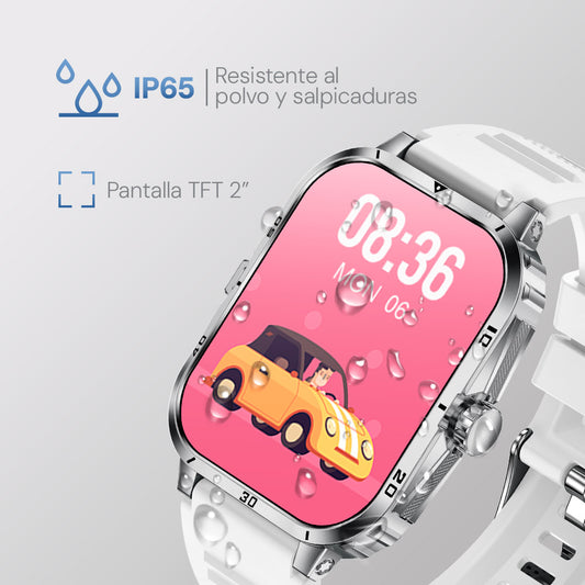 Smartwatch Reloj Kronos Insignia STF Pantalla 2" Resistencia al agua IP65 Blanco