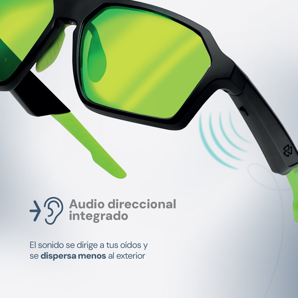 Lentes de Sol STF con Audio Vortx Sport Audio Glasses STF 5Hrs Uso Protección UV400