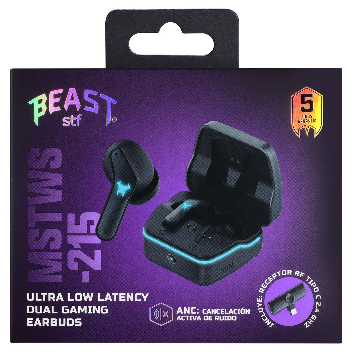 Audifonos Inalambricos Tws MSTWS-215 Gaming Beast STF ANC ENC Doble Conexión Luz Led