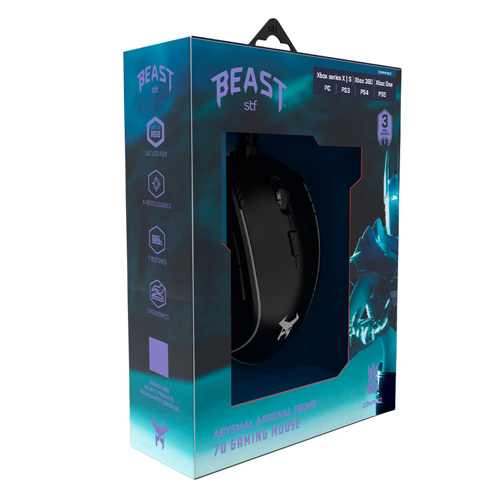 Mouse Gamer STF Beast Abysmal Arsenal Prime Óptico gaming para computadora Negro