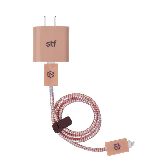 3 Pack Carga Ultra Rápida VIVA: Cargador 20W + Cable 60 W Tipo C-Lightning + Kit protector Nude