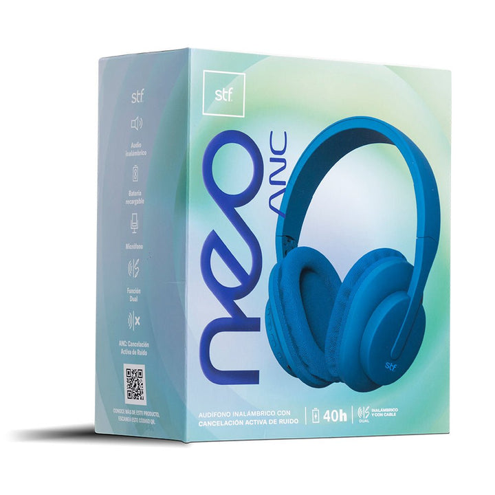 Audífonos inalámbricos On ear | STF Neo ANC | Cancelación de ruido 40 hrs uso Azul - STF - ST-H75075