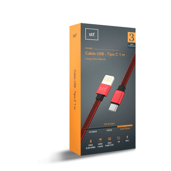 Cable para celular | STF Tipo C | Carga ultra rápida 1 metro Rojo - STF - ST-A02862