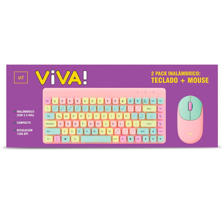 Kit Teclado + Mouse inalámbrico | STF VIVA! | para computadora Sweet Rosa - STF - ST-A93461