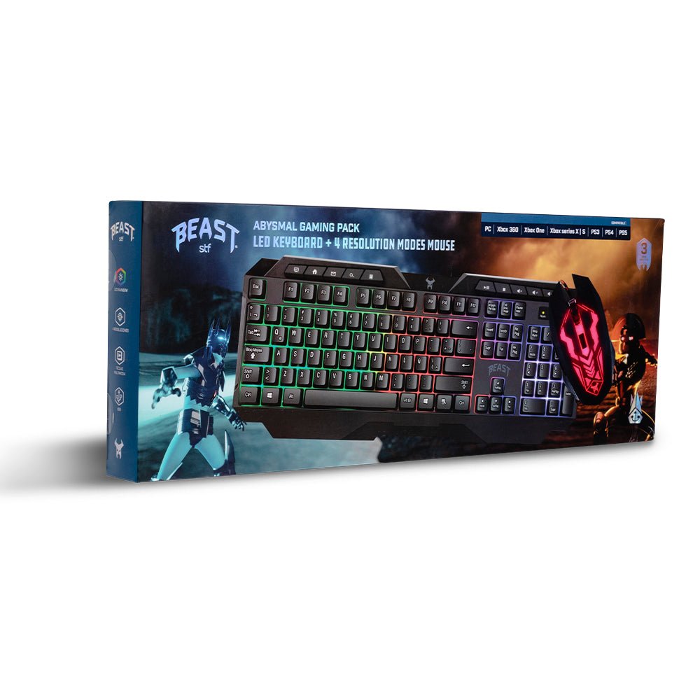 Kit Teclado y Mouse Gamer |STF Beast Abysmal |luz led gaming para computadora - STF - STG-P16833