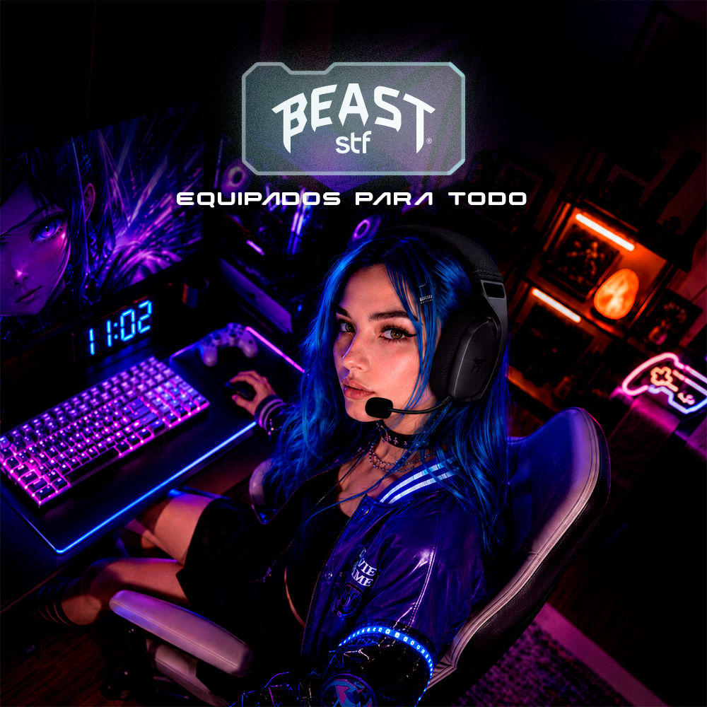 Audifonos Inalambricos On Ear MSI-100 Gaming Beast STF Micrófono removible 15Hrs Uso