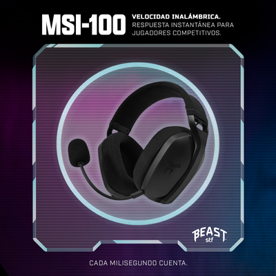 Audifonos Inalambricos On Ear MSI-100 Gaming Beast STF Micrófono removible 15Hrs Uso