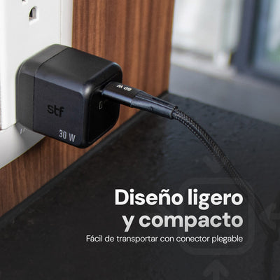 Cargador Pared STF GaN 30W Tipo C Carga Rápida Compacto
