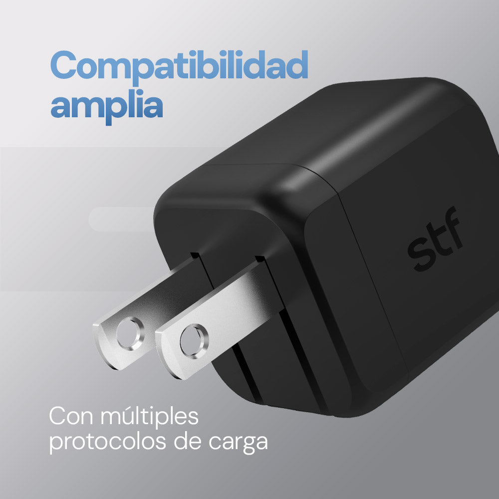 Cargador Pared STF GaN 30W Tipo C Carga Rápida Compacto